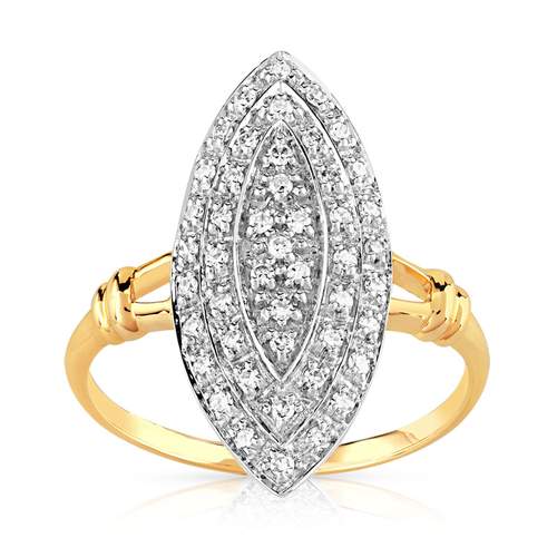 Bague 2 ors 750 marquise diamants