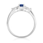 Bague or 750 blanc saphir et diamant - vue 2