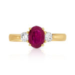 Bague or 750 jaune rubis et diamant - vue 3