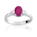 Bague or 750 blanc rubis et diamant - vue 1