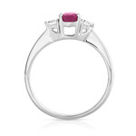 Bague or 750 blanc rubis et diamant - vue 2