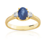 Bague or 750 jaune saphir et diamant - vue 1