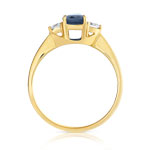 Bague or 750 jaune saphir et diamant - vue 2