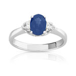 Bague or 750 blanc saphir et diamant - vue 1