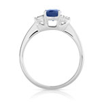 Bague or 750 blanc saphir et diamant - vue 2