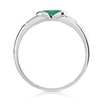 Bague or 750 blanc émeraude ovale et diamants - vue 2