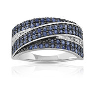 Bague or 750 blanc saphir et diamant