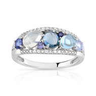 Bague or 750 blanc pierre fine et diamant