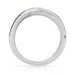 Bague or 750 blanc anneaux entrelacés saphirs et diamants - vue 2