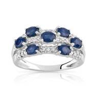 Bague or 750 blanc saphir et diamant