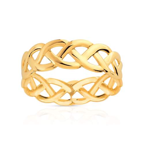 Bague or 750 jaune polie tressée