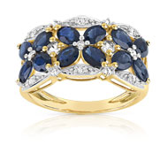 Bague or 750 2 tons saphir et diamant