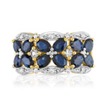 Bague or 750 2 tons papillons saphirs et diamants - vue 3