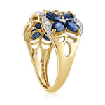 Bague or 750 2 tons papillons saphirs et diamants - vue D1