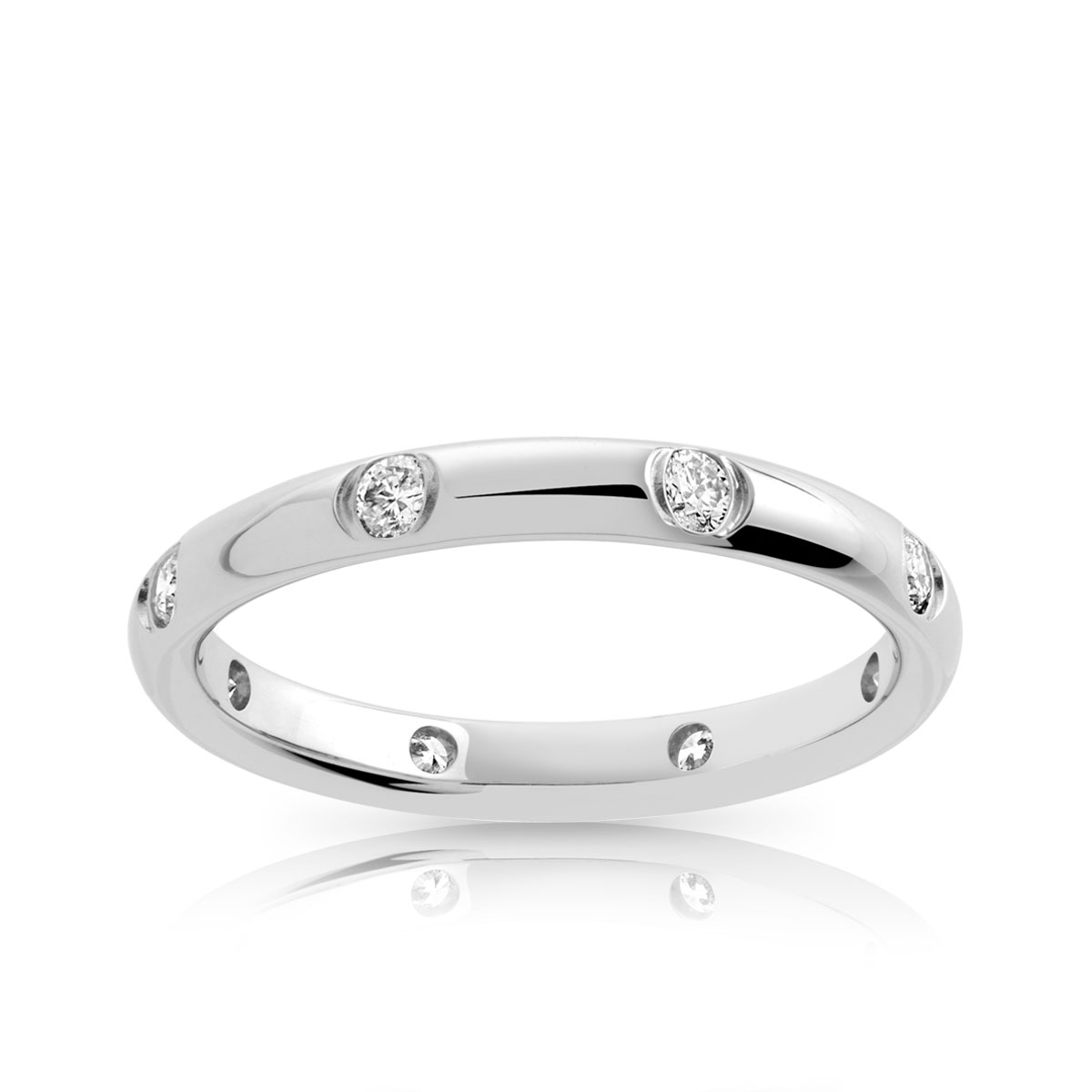 Alliance or 750 blanc diamant - Femme - 8 diamants | MATY