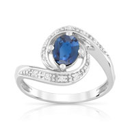 Bague or 750 blanc saphir et diamant