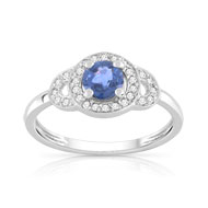 Bague or 750 blanc saphir et diamant