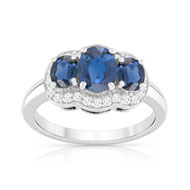 Bague or 750 blanc saphir et diamant