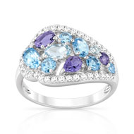 Bague or 750 blanc pierre fine