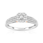 Bague 2 ors 750 carrée diamants - vue 1