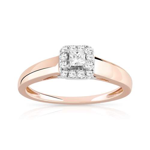 Ring 2 goud 750 vierkante diamanten