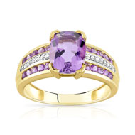 Bague or 750 2 tons améthyste et diamant
