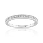 Bague or 375 blanc diamants - vue 1