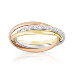 Alliance 3 ors 375 diamanté 3 anneaux entrelacés mobiles 4 mm - vue 1