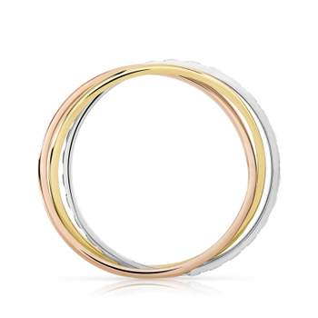 Alliance 3 ors 375 diamanté 3 anneaux entrelacés mobiles 4 mm
