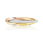 Alliance 3 ors 375 diamanté 3 anneaux entrelacés mobiles 4 mm - vue 3