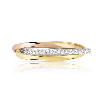Alliance 3 ors 375 diamanté 3 anneaux entrelacés mobiles 4 mm