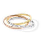 Alliance 3 ors 375 diamanté 3 anneaux entrelacés mobiles 4 mm - vue D1