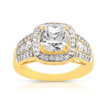 Bague or 375 2 tons carrée zirconias - vue 1