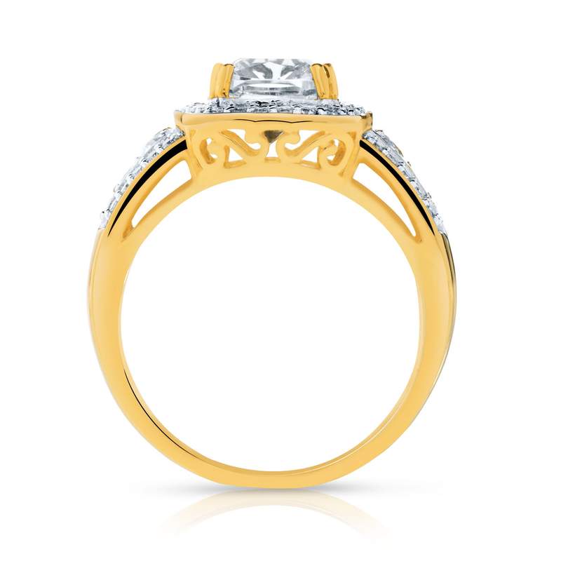 Bague or 375 2 tons carrée zirconias - vue 2