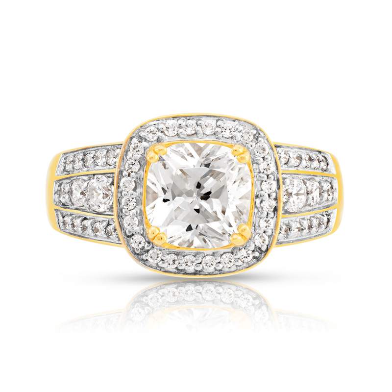 Bague or 375 2 tons carrée zirconias - vue 3