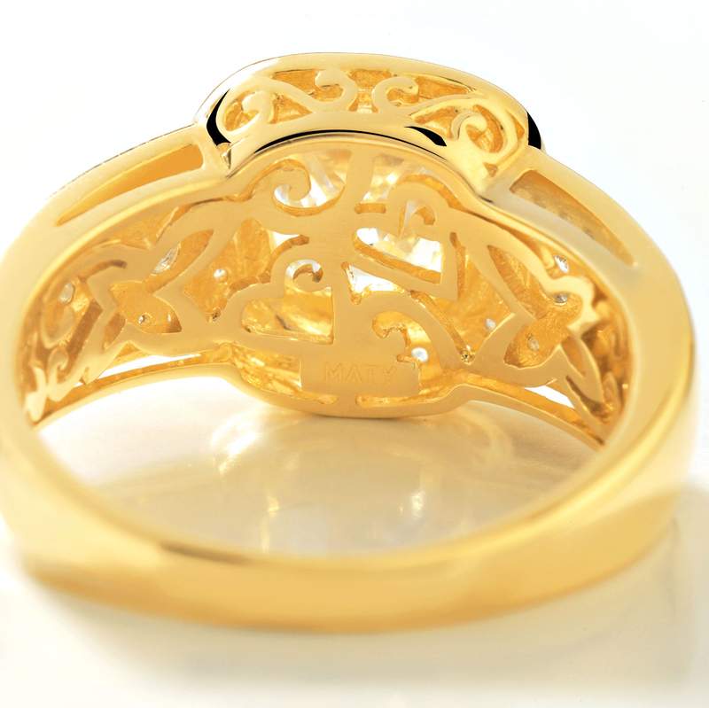 Bague or 375 2 tons carrée zirconias - vue D1