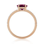 Bague or 375 rose grenat rhodolite carrée et diamants - vue 2