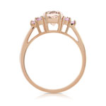 Bague or 375 rose morganite ovale et saphirs roses - vue 2