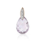 Pendentif or 375 rose goutte briolette améthyste pastel et diamants - vue 1