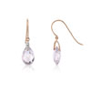 Boucles d'oreilles or 375 rose pendants gouttes briolette améthystes pastel et diamants - vue V1