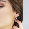 Boucles d'oreilles or 375 rose pendants gouttes briolette améthystes pastel et diamants - vue Vporté 1