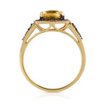 Bague or 375 jaune rectangulaire pierres fines - vue 2