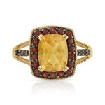 Bague or 375 jaune rectangulaire pierres fines - vue 3