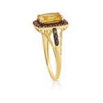 Bague or 375 jaune rectangulaire pierres fines - vue D1