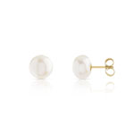 Boucles d'oreilles or 375 jaune cabochons perles de culture de Chine - vue 1