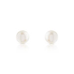 Boucles d'oreilles or 375 jaune cabochons perles de culture de Chine - vue D1