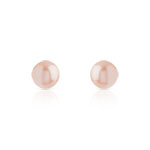 Boucles d'oreilles or 375 jaune cabochons perles de culture de Chine orangées - vue D1