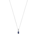 Collier or 375 blanc saphir ovale et diamants 45 cm - vue 1
