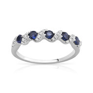 Bague or 375 blanc saphir et diamant