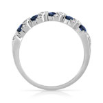 Bague or 375 blanc saphirs et diamants - vue 2